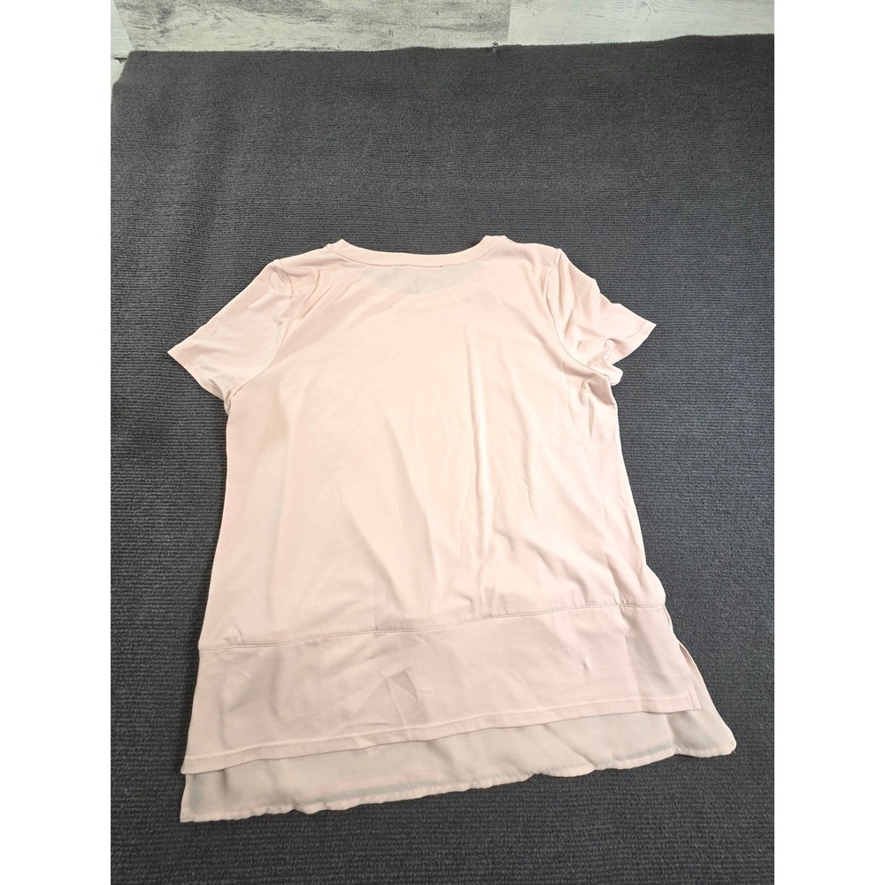 Ivanka Trump Top Women Medium Blush Pink Gold Shoulder Zip Layered Hem